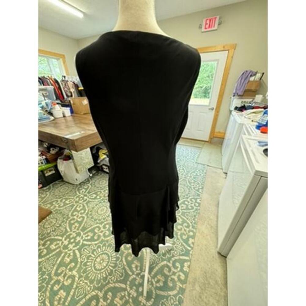 Evan Picone, Dress ,Sheer like, Black, Goth, Y2K, Ruffled, Side Tie, Witchy - Picture 3 of 7